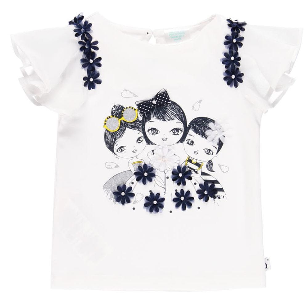 Boboli dievčenské tričko s riaseným rukávom 702212 80 biela